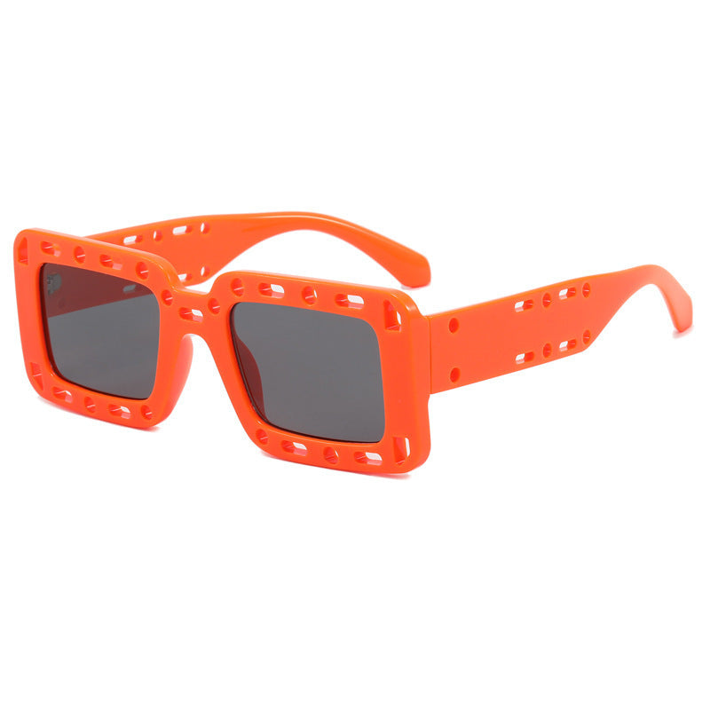 Wholesale PC Square Hollowed -out Pornography Men's and Women's Same Sunglasses